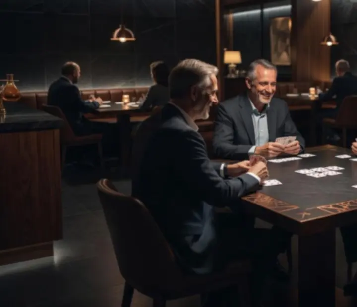Guests playing cards together in an intimate lounge at The Grand River Room