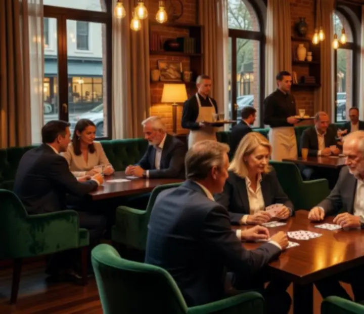 Guests enjoying an evening of cards in The River Card Salon