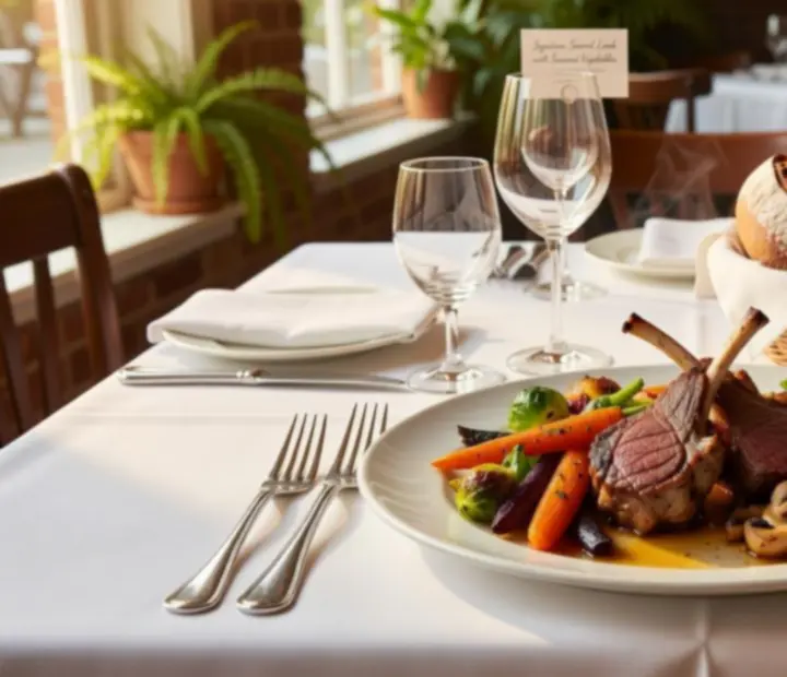 Chef plating seasonal dishes at The Grand River Room