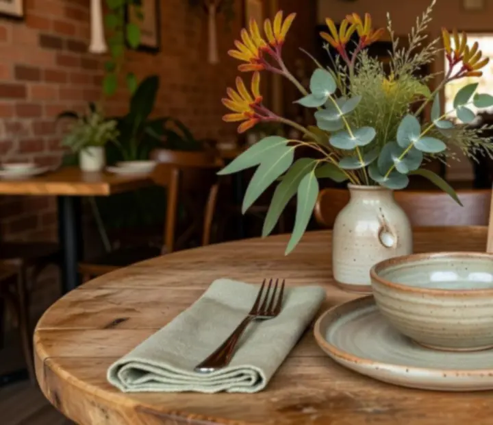 An elegant eco-conscious table setting with reusable tableware at The Grand River Room